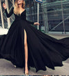 Long Sleeved Formal Wear for Women Outfits 2018 Sexy Slit Evening Dress Burgundy/red