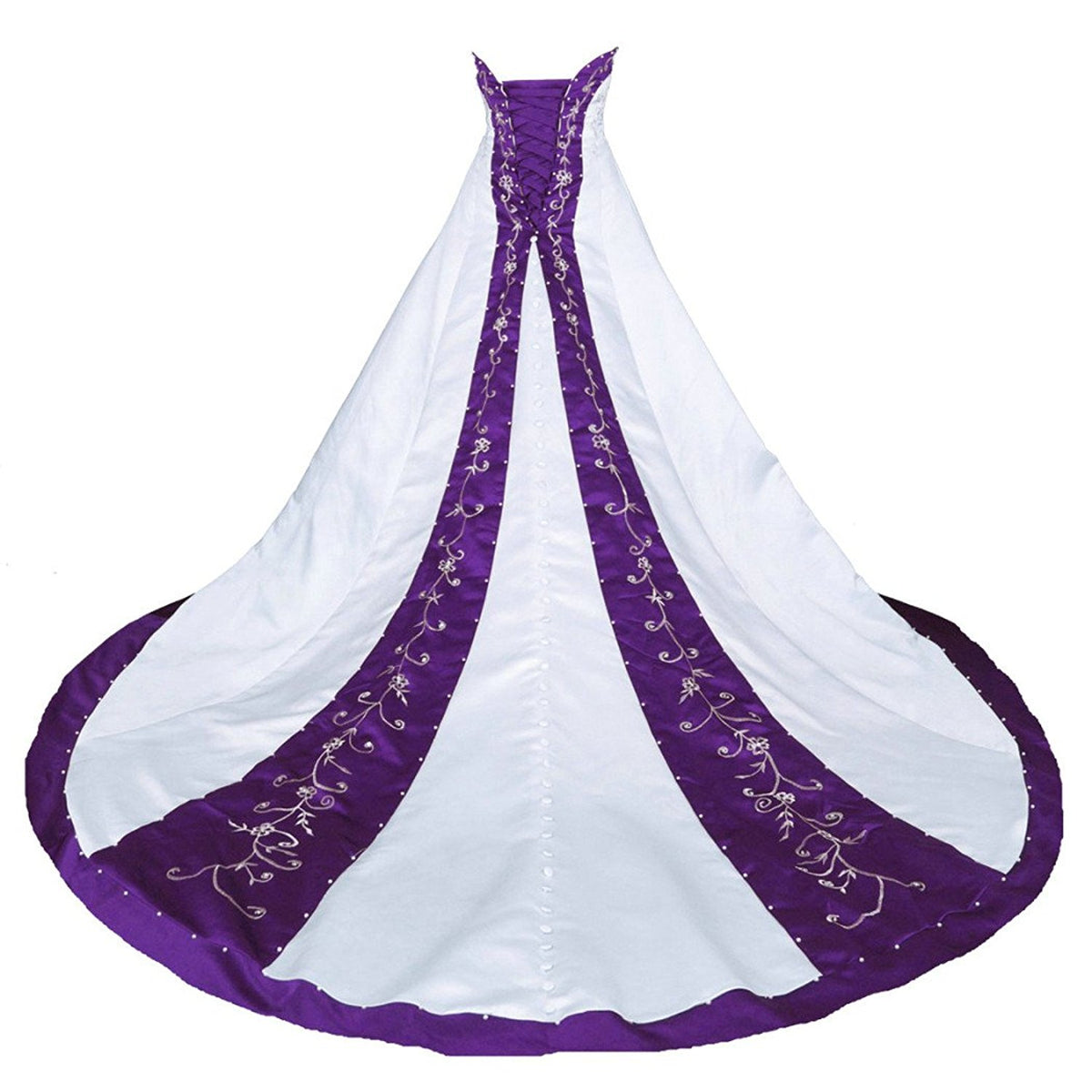 Sweetheart Royal Blue and White Wedding Dress A Line Satin Embroidery Siaoryne Sweetheart Royal Blue and White Wedding Dress A Line Satin Embroidery Siaoryne