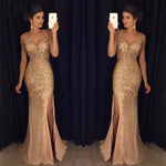 Luxury Crystal Rhinestones Prom Dresses party Evening Gowns Mermaid Sexy Style