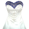 Sweetheart Royal Blue and White Wedding Dress A Line Satin Embroidery Lace Bridal Gown WD302
