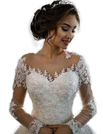 Siaoyne WD0828 Long Sleeves Vintage Lace Beaded Wedding Dress Court Train Vestido De Novias 2022