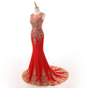 Siaoryne O Neck Cap Sleeves Mermaid Prom Evening Dresses Women Formal Gowns With Applliqued Lace