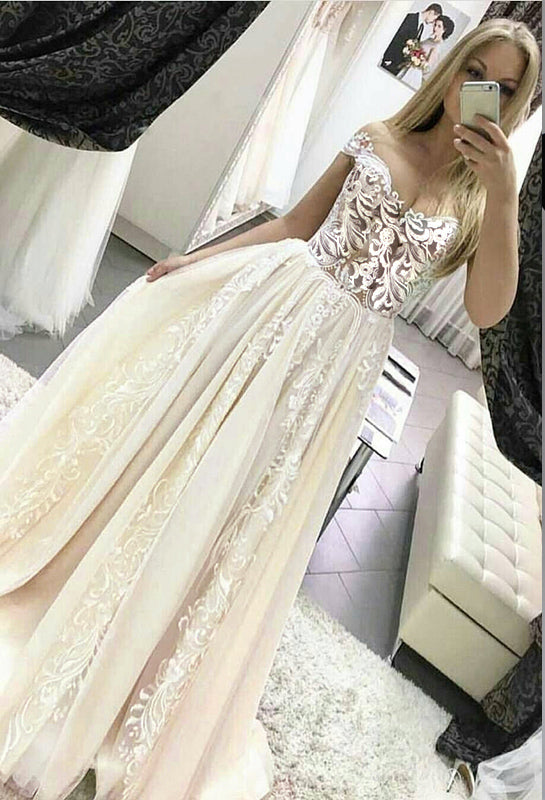LP5513 Gorgeous off the Shoulder Lace Prom dresses 2018 Girls Pageant Gown Formal Long Gown