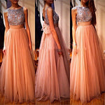 Siaoryne Stunning New Boat Neck Crystal Beading Chiffon Custom Made Prom Dress Long