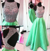 Siaoryne LP036 Scoop Neck A Line Beading Floor Length Cheap Prom Dresses Long Blue