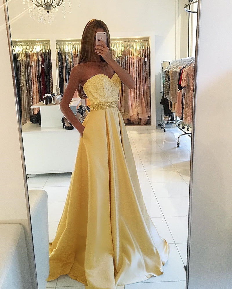A Line Blush Pink Formal Party Dress with Pocket ,satin 2019 Girls Long Senior Graduation Prom Dresses With Beading Belt PL8746