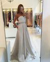 A Line Blush Pink Formal Party Dress with Pocket ,satin 2019 Girls Long Senior Graduation Prom Dresses With Beading Belt PL8746