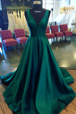 Elegant Red Deep V Neck Formal Party Dress 2022  Long Prom Gown PL01127