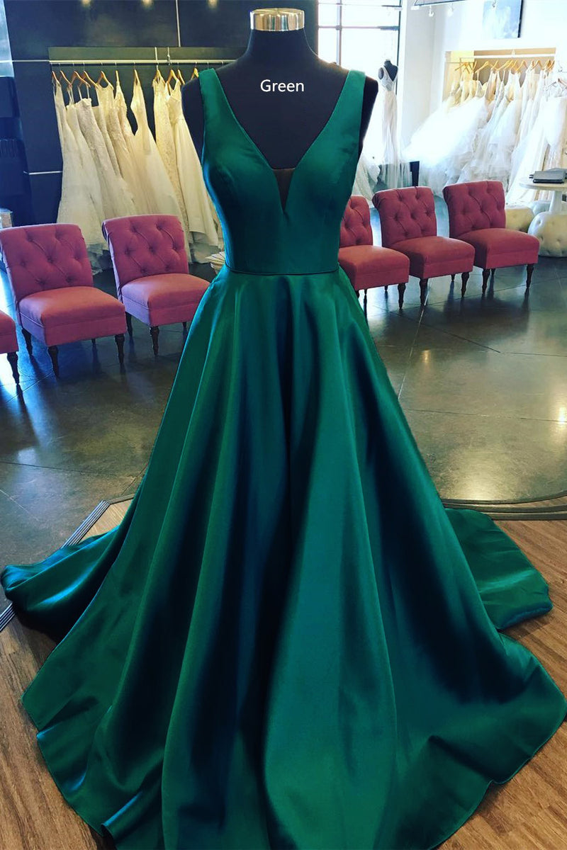 Elegant Red Deep V Neck Formal Party Dress 2022  Long Prom Gown PL01127