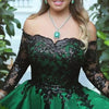 Stunning Burgundy Women Formal Evening Gown Off the Shoulder Long Sleeves satin A Line Lace Prom Dresses