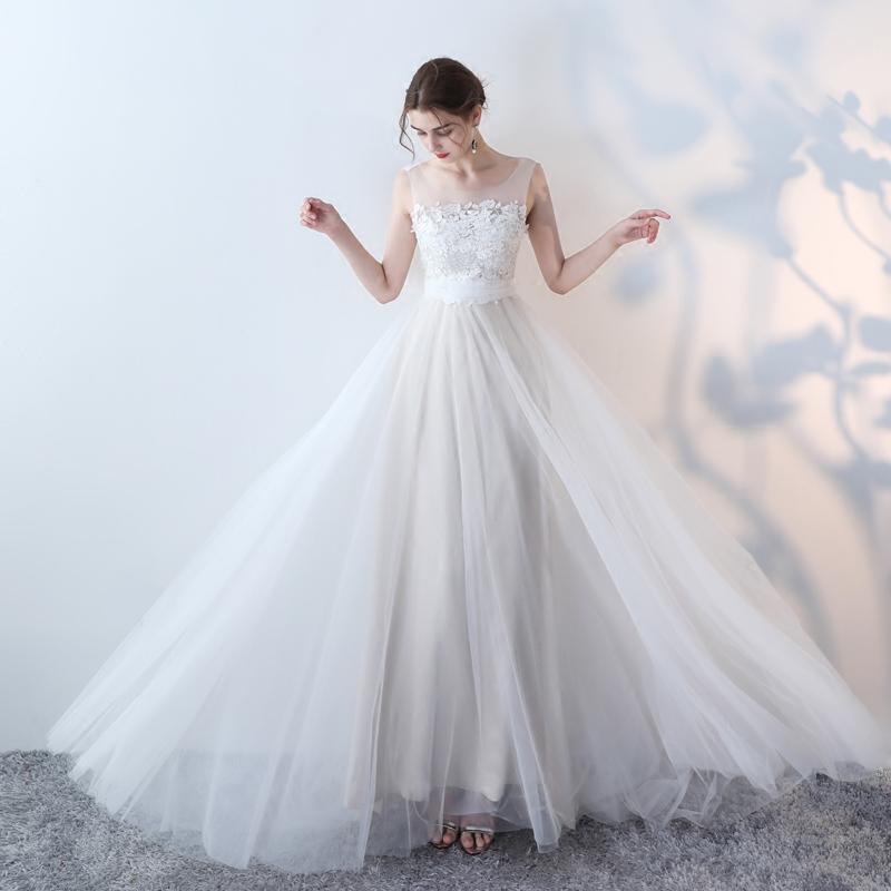 Lace and tulle Beach Bridal Gown Lace Bohe Wedding Dresses Long Robe De Mariee WD5539