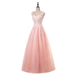 Fancy Pink Appliqued Lace Long 2020 Prom Dress balo elbiseleri Women Formal Party Gown