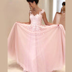 Fancy Pink Appliqued Lace Long 2020 Prom Dress balo elbiseleri Women Formal Party Gown