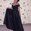 Elegant Black Lace Prom Dress Off the Shoulder A Line Women Evening Long Dresses vestido de formatura