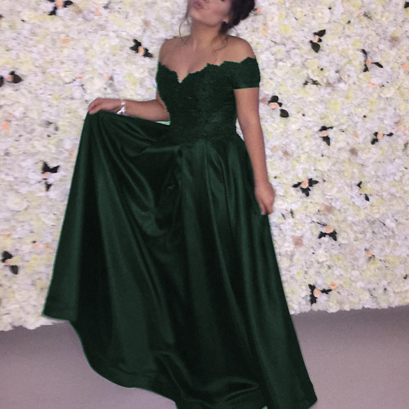 Elegant Black Lace Prom Dress Off the Shoulder A Line Women Evening Long Dresses vestido de formatura