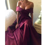 Sexy Off the Shoulder Red Wine Prom Dress Women Formal  A Line Evening Dresses Vestido De Festa 2018
