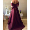 Sexy Off the Shoulder Red Wine Prom Dress Women Formal  A Line Evening Dresses Vestido De Festa 2018