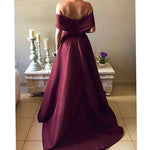 Sexy Off the Shoulder Red Wine Prom Dress Women Formal  A Line Evening Dresses Vestido De Festa 2018