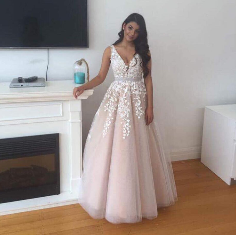 Fancy Lace Prom Dresses A Line 2020 Evening formal Dress Engagement Party Gown