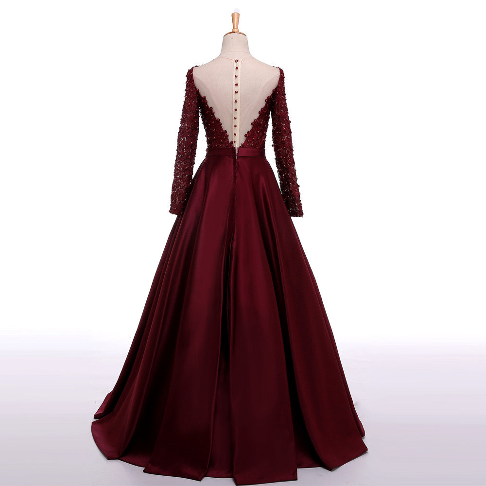 Sexy A Line Burgundy V Neck Prom Dresses Lace Women Formal Evening Gow ...