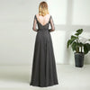 Elegant Long Sleeves Vintage Lace Chiffon Long Grey Mother of the Bride Dress 2020 with Long Sleeves