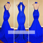 Red Mermaid Halter African Women Evening Gown Sexy Backless Prom Dress Lace abiti lunghi da sera 2018