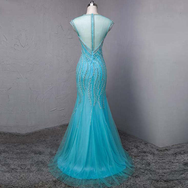 Luxury Heavy Beaded Turquoise Mermaid Prom Dresses Women Evening Long Siaoryne Luxury Heavy Beaded Turquoise Mermaid Prom Dresses Women Evening Long Siaoryne