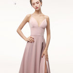 Pink Spaghetti Straps Bridesmaid Dresses Long Evening Gown vestido de formatura