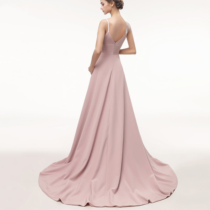 Pink Spaghetti Straps Bridesmaid Dresses Long Evening Gown vestido de formatura