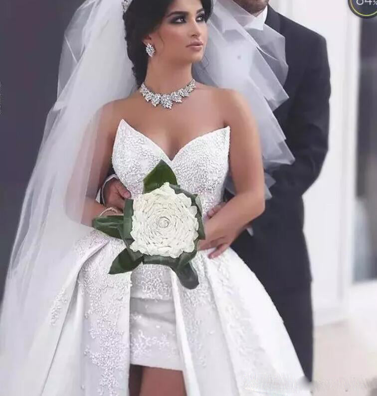 sweetheart Sexy High Low Lace Wedding dress A Line Front Short Long Back Bridal Gowns Roabe De Mariee
