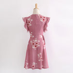 Free Shipping Chic Chiffon V Neck Print Floral Summer Casual Dress Women Outfit 2018 CS180