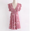 Free Shipping Chic Chiffon V Neck Print Floral Summer Casual Dress Women Outfit 2018 CS180
