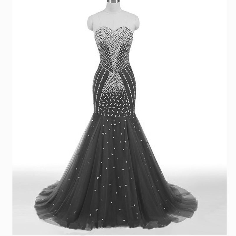 Black Rhinestone Pageant Gowns for an affordable price