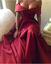 Elegant Off The Shoulder Black Satin Evening Dresses Long Women outfit 2019with Split PL5478