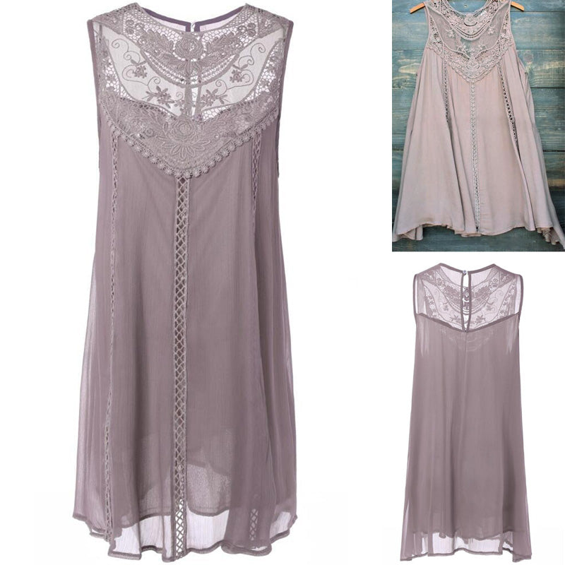 Grey Lace Casual Dress Summer/Spring Winter Sundress 2020 Oversize fashion Vestido