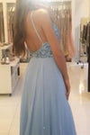 Dramatic Grey Halter Chiffon Long Prom Dresses with Beading Senior Homecoming Formal Dress for Girls