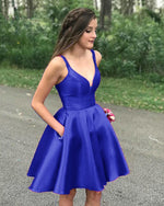 Siaoryne Junior Girls Red Short Homecoming Dress Satin Spaghetti Backless with Pockets Graduation Party Gown SP9922