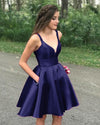 Siaoryne Junior Girls Red Short Homecoming Dress Satin Spaghetti Backless with Pockets Graduation Party Gown SP9922