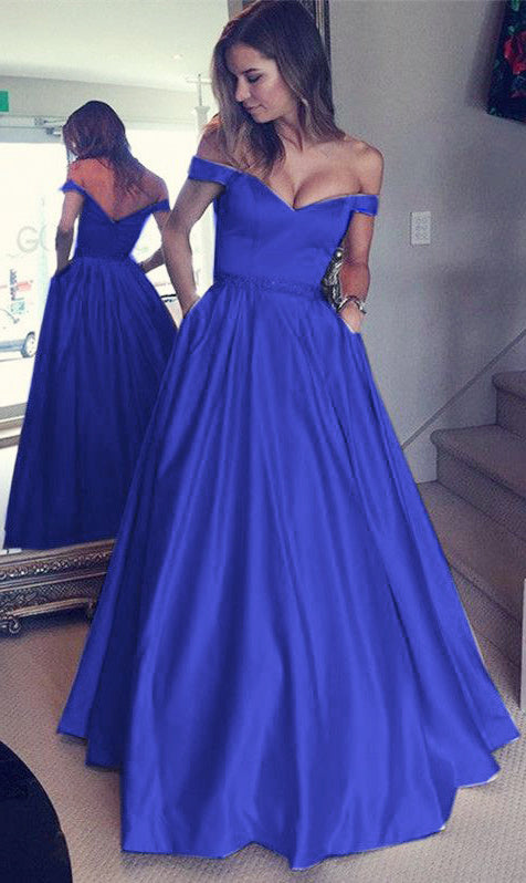 Siaoryne LP034 Off the Shoulder Sexy Buy Long Prom Dress New online with beading belt