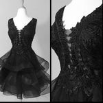Sweet Lace Poofy Short Junior Prom Dress Burgundy Homecoming Graduation Gown