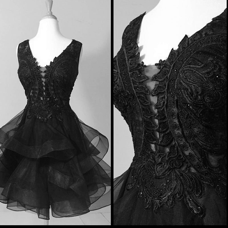 Sweet Lace Poofy Short Junior Prom Dress Burgundy Homecoming Graduation Gown