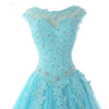 Cap Sleeves Baby Blue Lace Ball Gown Quinceanera Dresses Girls Debutante Prom Gown for Sweet 16