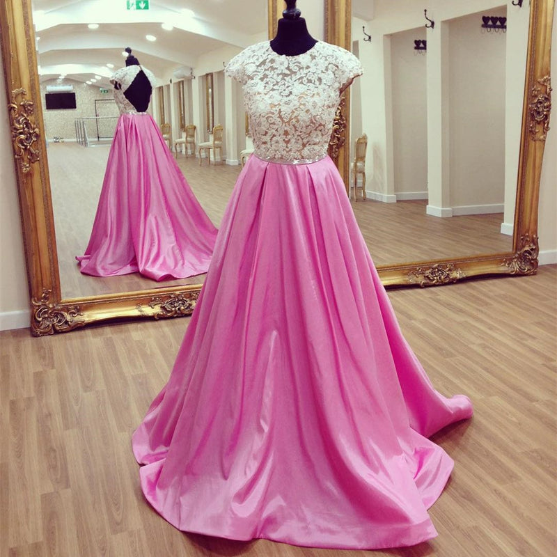 Siaoryne LP038 Cap Sleeves Lace and Satin Prom Dresses 2018 New Fashion on Sale