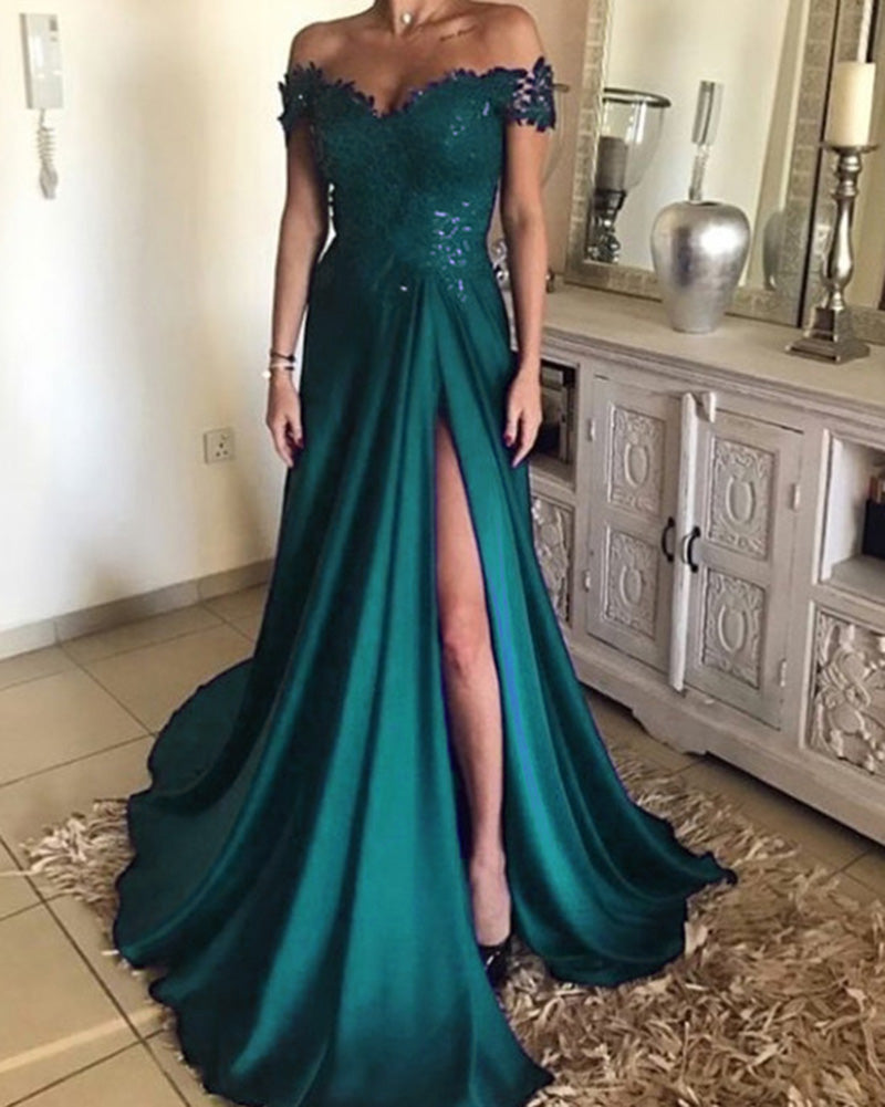 Off the Shoulder Lace  Long Evening Formal Dress for Women 2021 PL3202
