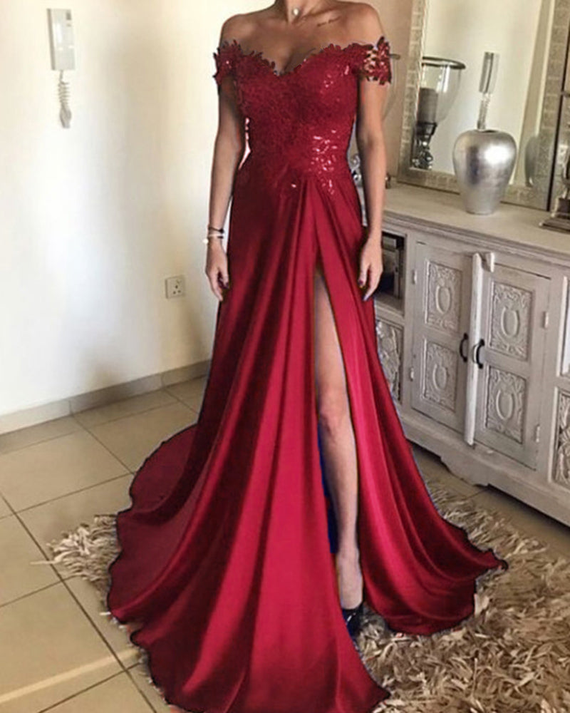 Off the Shoulder Lace  Long Evening Formal Dress for Women 2021 PL3202