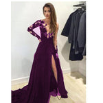 LP3380 Long Sleeves See through Black Lace Evening Dresses 2022 Sexy Slit Formal Prom Gown