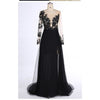 LP3380 Long Sleeves See through Black Lace Evening Dresses 2022 Sexy Slit Formal Prom Gown
