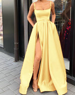 Amazing Wine Red /Green/yellow Long Formal Prom Dresses 2022 Straps Gown with high Slit PL8773