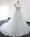 Figure Flattering A-Line Wedding Dress with Appliques Lace WD641