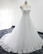 Figure Flattering A-Line Wedding Dress with Appliques Lace WD641